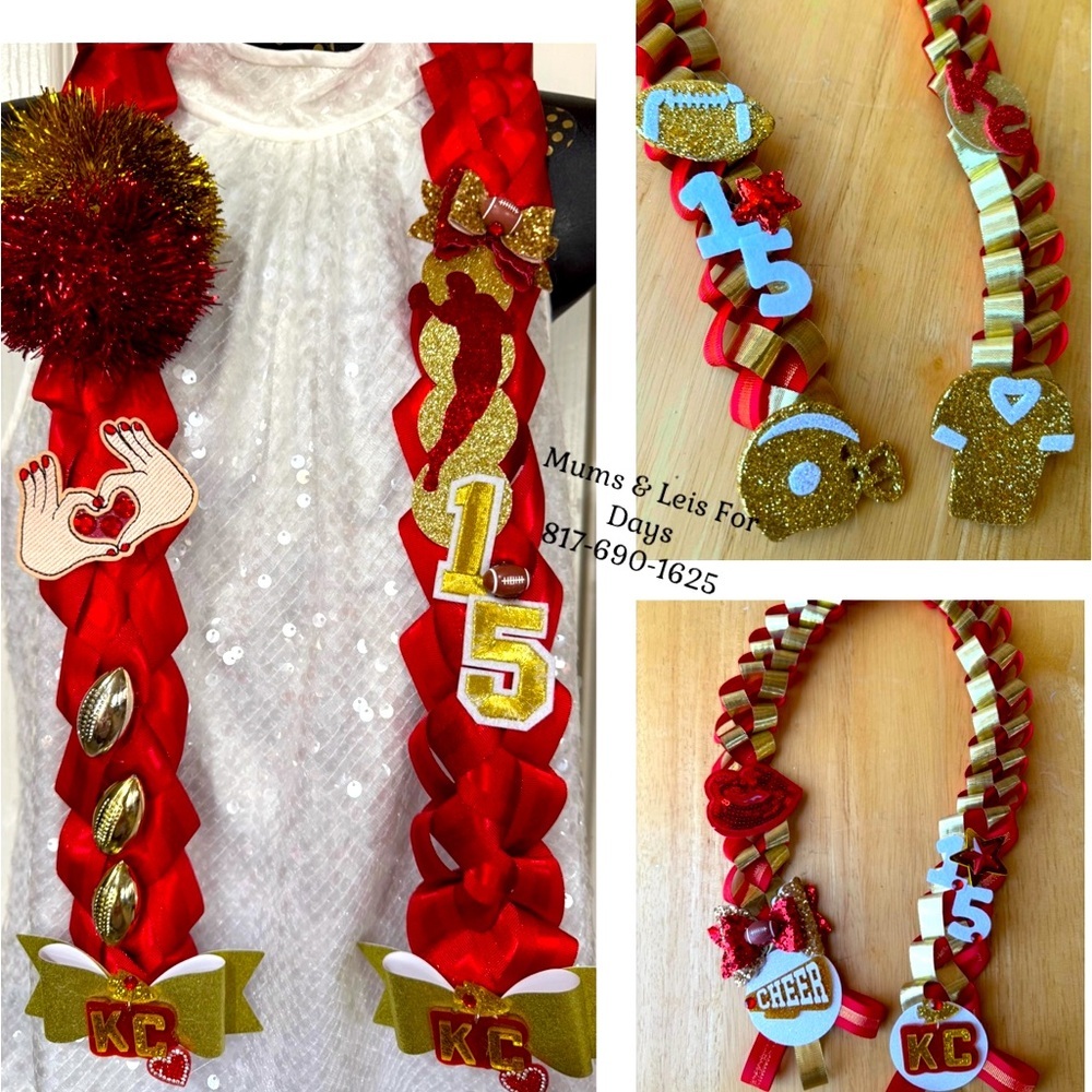 Kansas City Chiefs NFL Superbowl Mom and Kids Lei Set Custom Swiftie Football